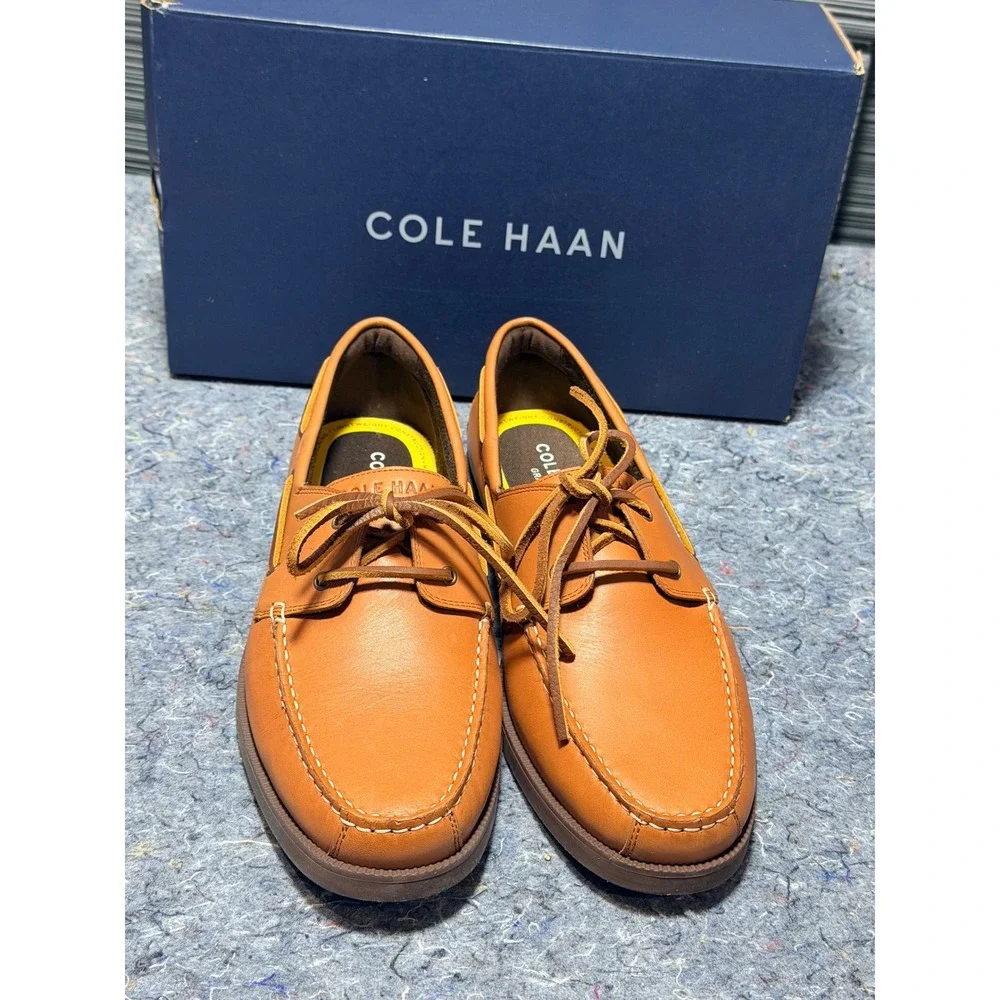 Cole Haan Mens Size 9M Cognac Brown Leather Bowside Boatshoe NEW Fast Shipping!